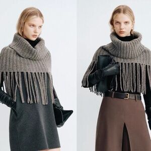 Fringe wool blend Scarf